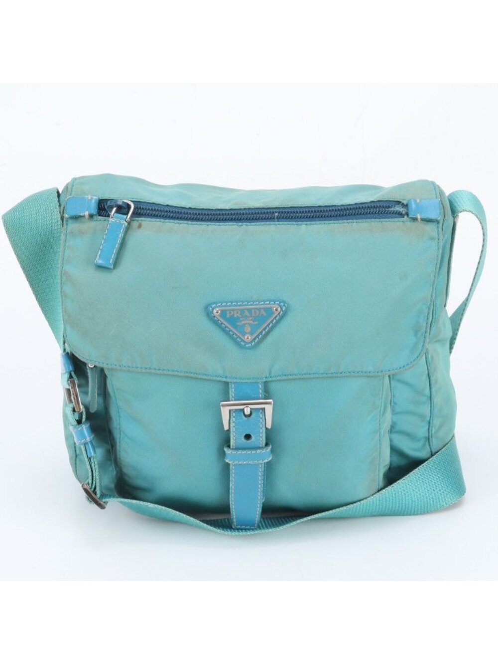 Prada Tessuto Nylon Triangle Logo Leather Shoulder Bag Crossbody Hand